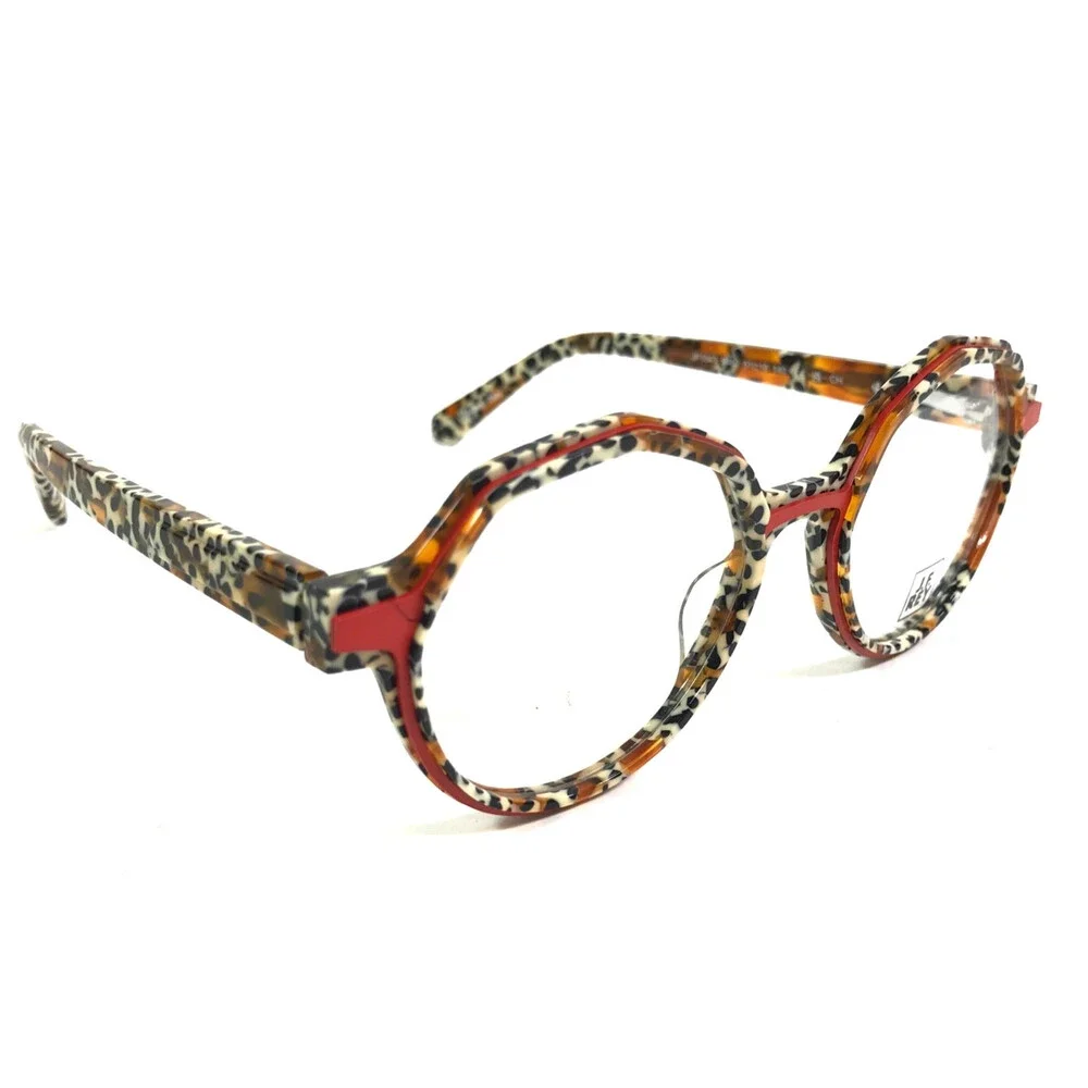 J. F. Rey Eyeglasses Frames JF1543 9460 Brown Orange Cheetah Print 51-18-140
